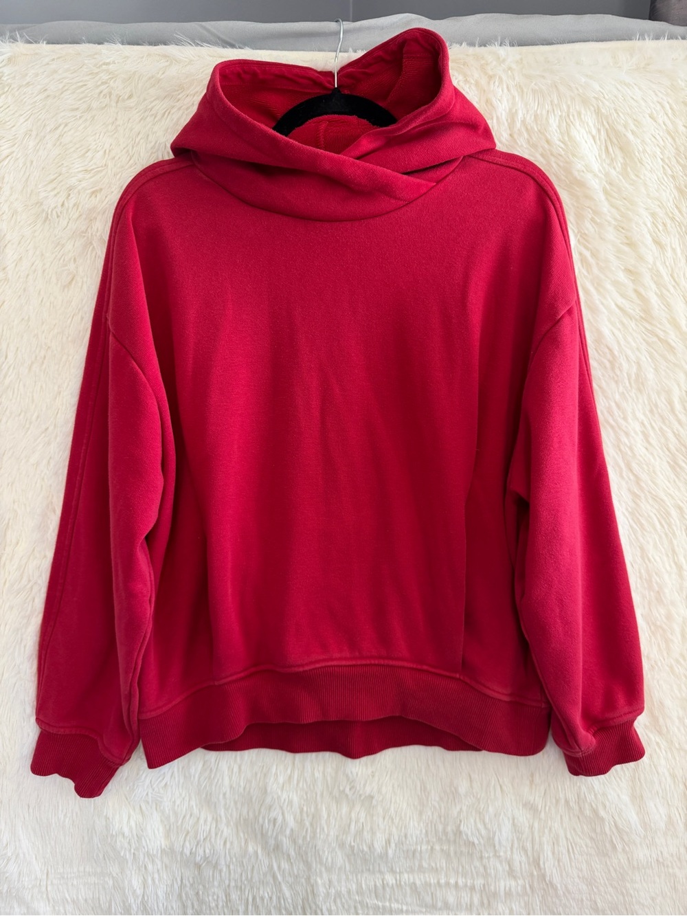Athleta Womens Cozy Karma Hoodie Sweatshirt L Red Athleisure Loungewear READ
